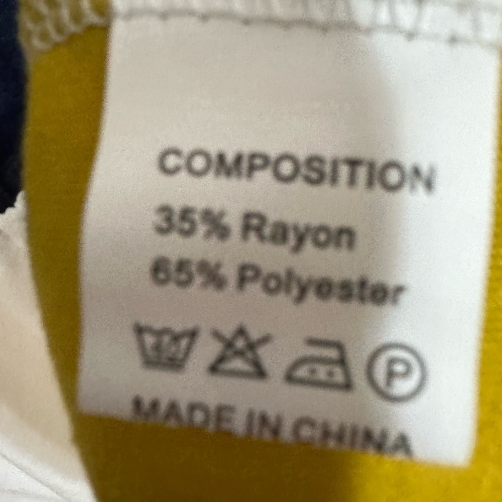 SHEIN: LADIES NAVY BLUE, WHITE & CHROME YELLOW TOP - Picture 2 of 2